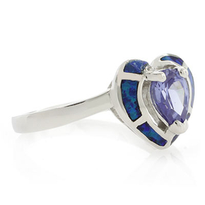 Opal and Tanzanite Heart Ring