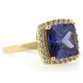 Tanzanite Sterling Silver Ring in Gold Plated