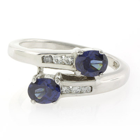 Silver Double Stone Sapphire Ring