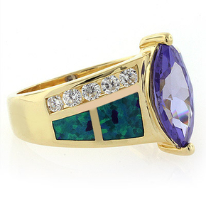 High Quality Opal Ring with Tanzanite