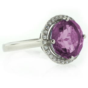Round Cut Changing Color Stone Alexandrite Silver Ring