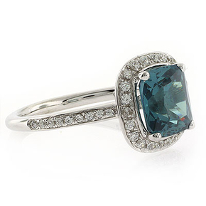 Alexandrite Stone MicroPave Silver Ring