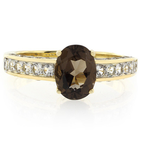 Solitaire Smoky Topaz Sterling Silver Ring