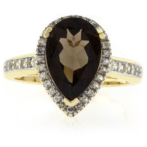 Pear Cut Smoky Topaz Sterling Silver Ring