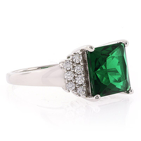 Big Emerald Princess Silver Ring