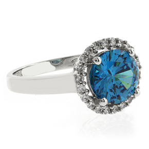 Solitaire With Accents Blue Topaz Silver Ring