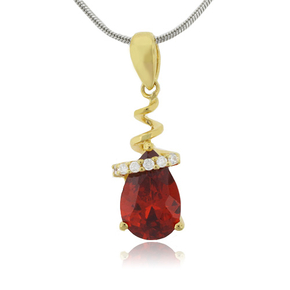 Drop Shape Fire Opal Yellow Gold Plated Sterling Silver Pendant