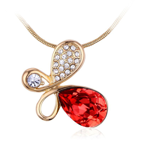Swarovski Elements Red Butterfly 18K Yellow Gold Plated Necklace