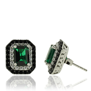 Beautiful Emerald Earrings With Simulated Diamonds
