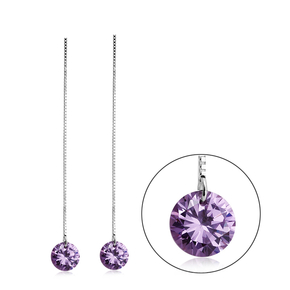 Sterling Silver Purple Swarovski Crystal Earrings