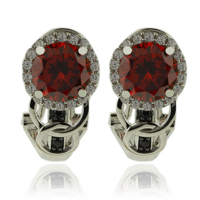 Beautiful Round Cut Fire Opal Earrings With Sterling Silver