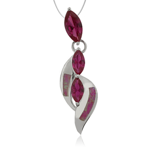 Opal and Ruby Sterling Silver Pendant