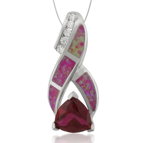 Pink Opal Pendant With Ruby