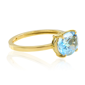 Natural Oval Cut Blue Topaz Engagement 14k Yellow Gold Ring