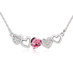 Beautiful Pink Swarovski Heart Necklace