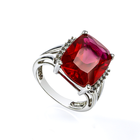 Very Big Red Ruby Silver Ring