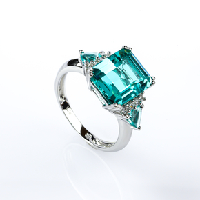 Emerald Cut Paraiba Silver Ring