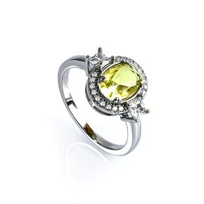 Huge Yellow Alexandrite Sterling Silver Ring
