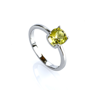 Solitaire Yellow Alexandrite Sterling Silver Ring