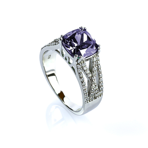 Micro Pave Amethyst .925 Sterling Silver Ring