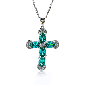 Beautiful Sterling Silver Cross With Paraiba