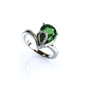 Emerald Ring Pear Cut Stone Ring