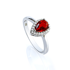 Solitaire Ruby and Simulated Diamonds Ring