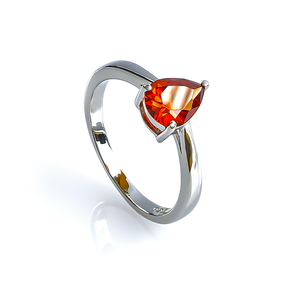 Solitaire Fire Opal Sterling Silver Ring