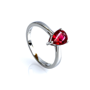 Solitaire Ruby Sterling Silver Ring