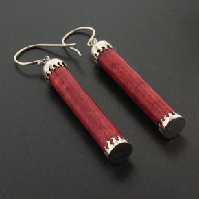 Sterling Silver Genuine Red Coral Earrings