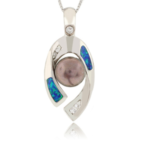 Australian Opal Pendant with Black Pearl