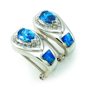 Australian Opal with Blue Topaz Earrings