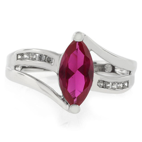 Sterling Silver Marquise Cut Ruby Ring