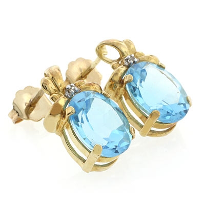 14k Yellow Gold Blue Topaz Swirl Earrings Silverbest 14k Yellow Gold Blue Topaz Swirl Earrings