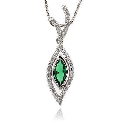 Emerald Gemstone Silver Pendant