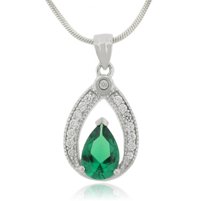 Emerald Charm Silver Pendant