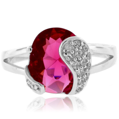 Pink Tourmaline Oval Cut Sterling Silver Ring