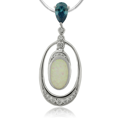 Amazing White Opal and Color Change Alexandrite Pendant