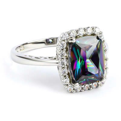 High Quality Mystic Topaz Sterling Silver Ring