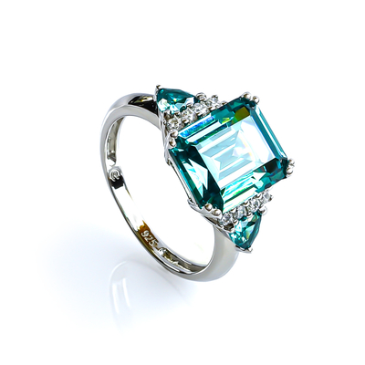 Emerald Cut Alexandrite Silver Ring