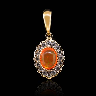 14K Gold Plated Quality Fire Opal Silver Pendant