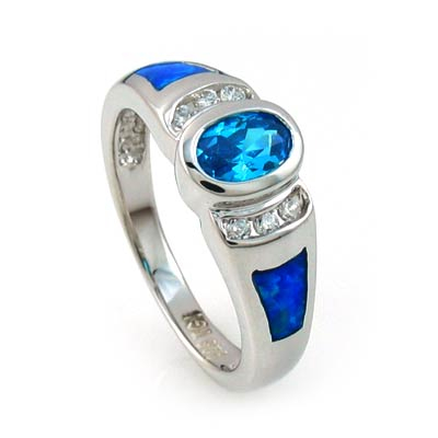 Blue Topaz Wedding Ring