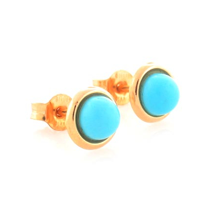14K Solid Gold Turquoise Earrings