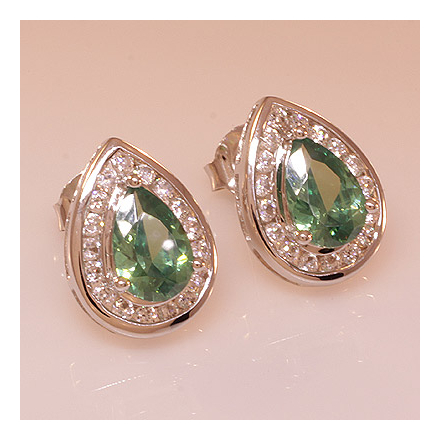 Alexandrite Pear Cut Silver Stud Earrings