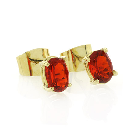 Genuine Fire Cherry Opal 14k Yellow Gold Earrings