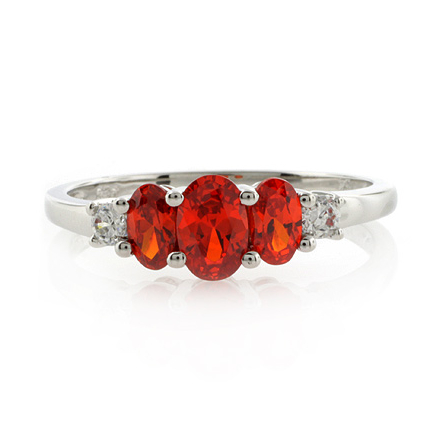 3 Stone Fire Cherry Opal Ring