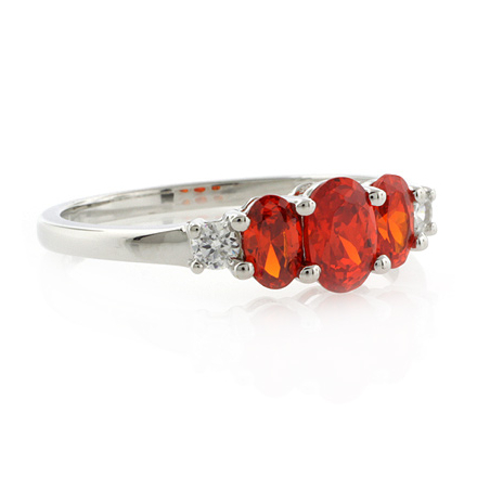 3 Stone Fire Cherry Opal Ring