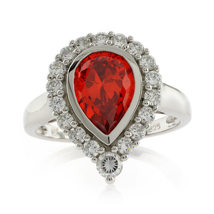 Fire Cherry Opal Silver Ring