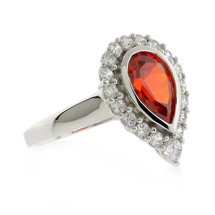 Fire Cherry Opal Silver Ring