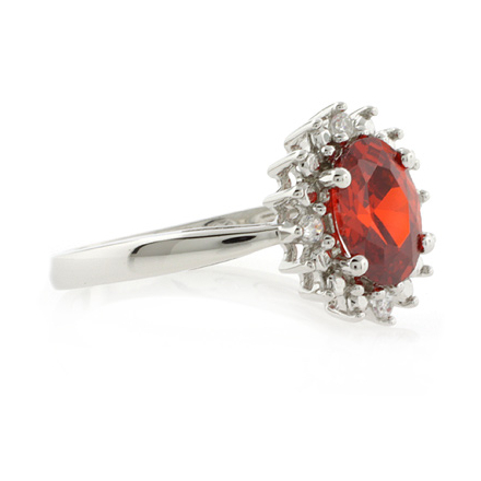 Oval Cut Stone Fire Cherry Opal Ring